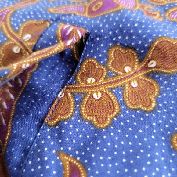 Vintage Asia Craft Textiles Hand Made Indonesian Batik Jacket Cotton Floral Blue - Picture 4 of 9